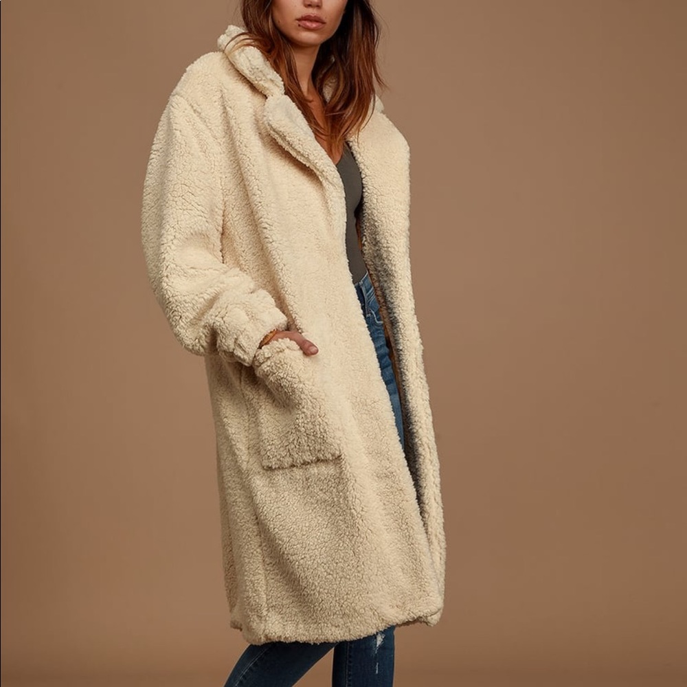 Free People Tessa Cream Longline Teddy Coat